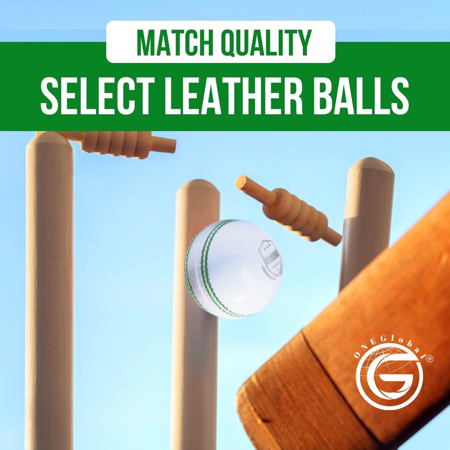 Select Leather Cricket Ball | 100% Handcrafted, 156g - 5.5oz, 4-Piece Construction | Ideal for T20, Net Practice, Training etc.