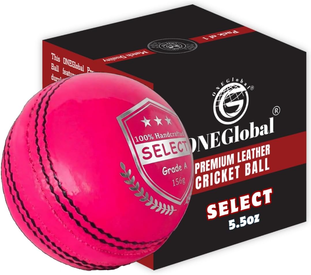 Select Leather Cricket Ball | 100% Handcrafted, 156g - 5.5oz, 4-Piece Construction | Ideal for T20, Net Practice, Training etc.