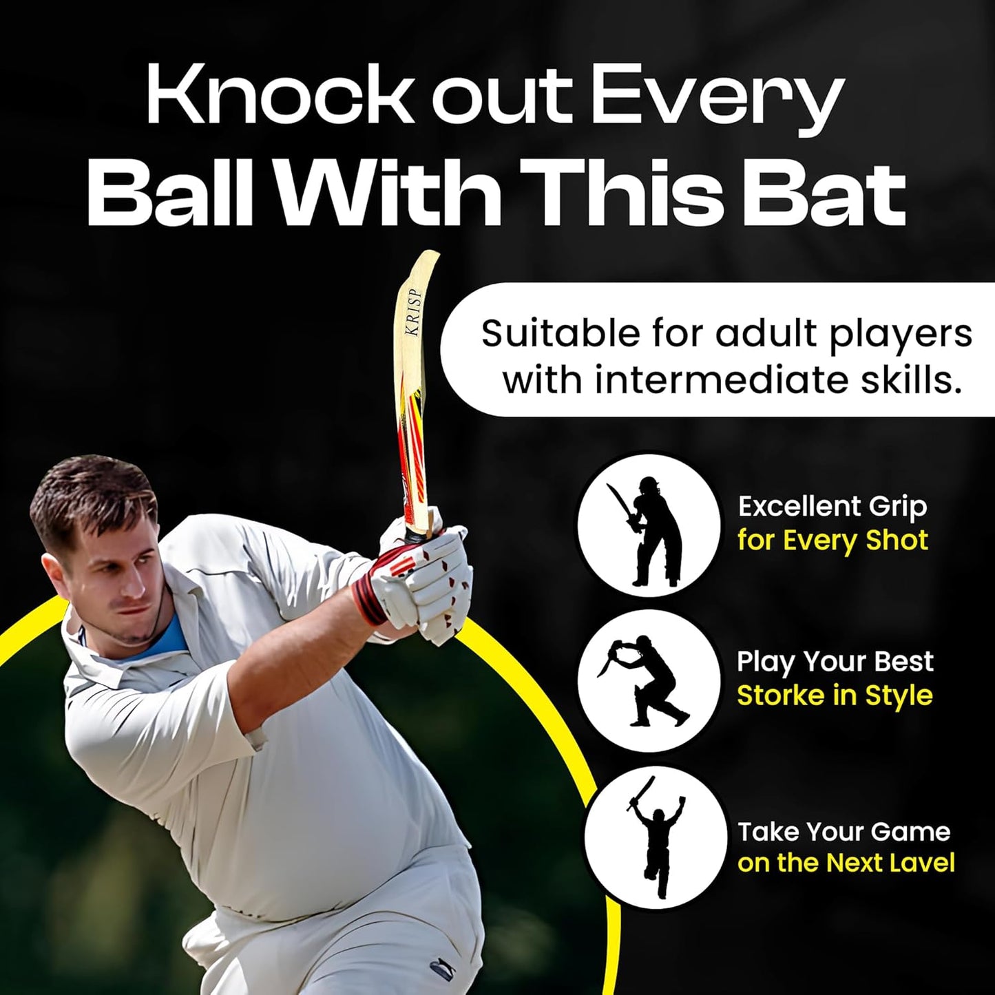 Kashmir Willow Cricket Bat (Tennis &amp; Tape Ball)