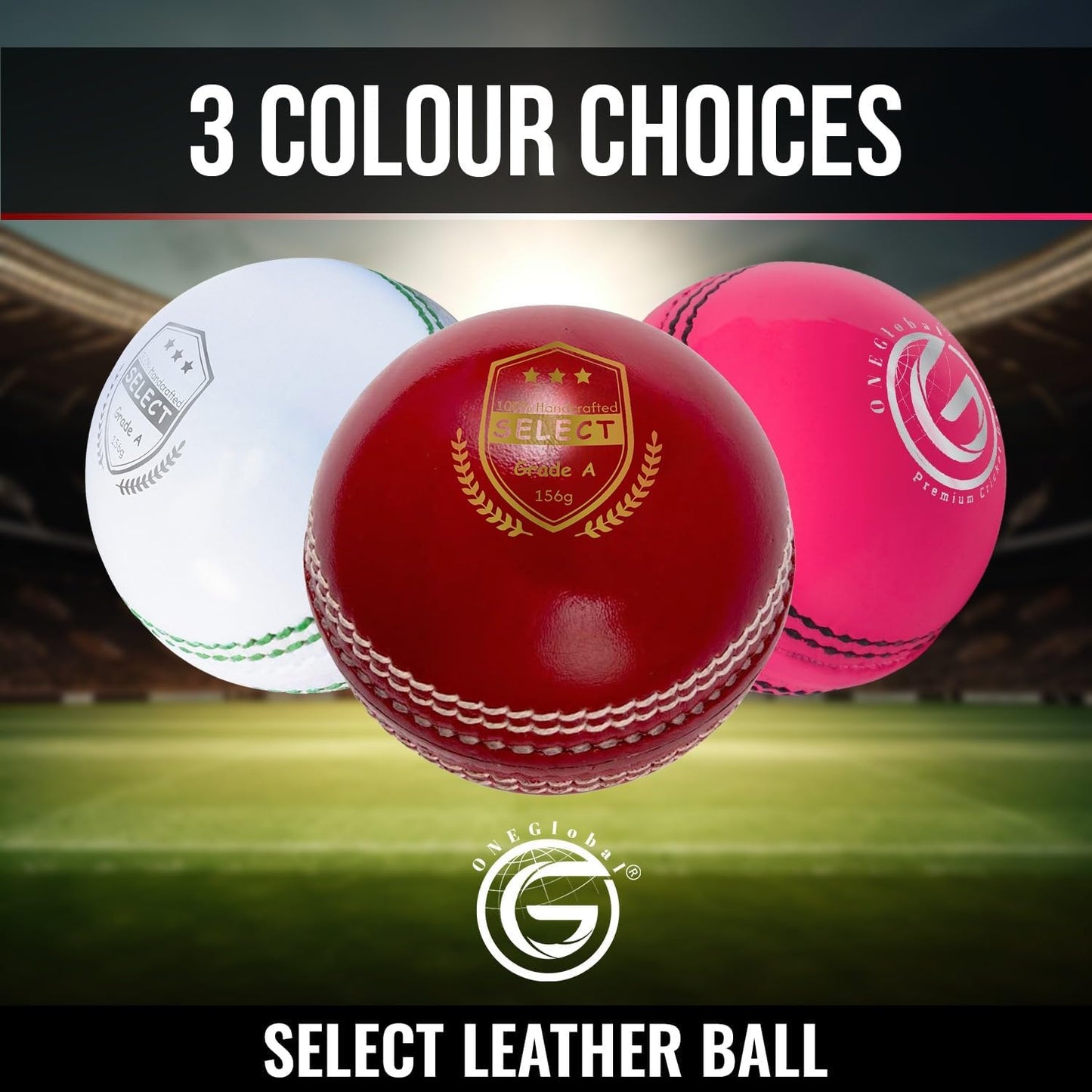 Select Leather Cricket Ball | 100% Handcrafted, 156g - 5.5oz, 4-Piece Construction | Ideal for T20, Net Practice, Training etc.