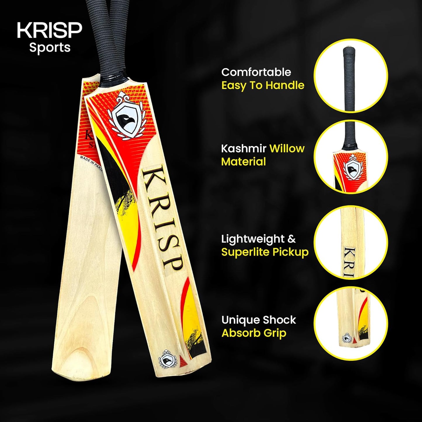 Kashmir Willow Cricket Bat (Tennis &amp; Tape Ball)
